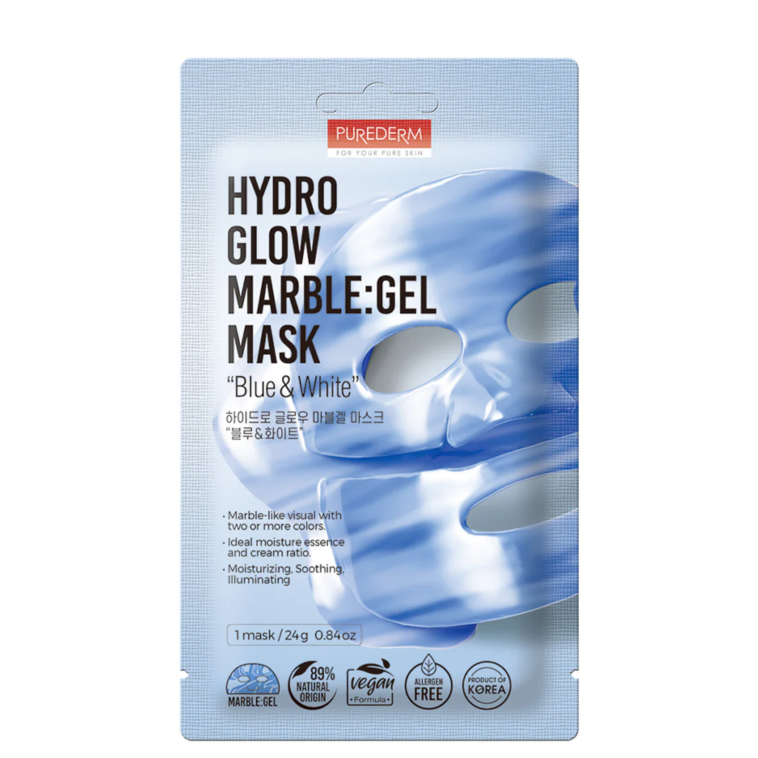 PUREDERM Hydro Glow Marble Gel Mask   1 pz